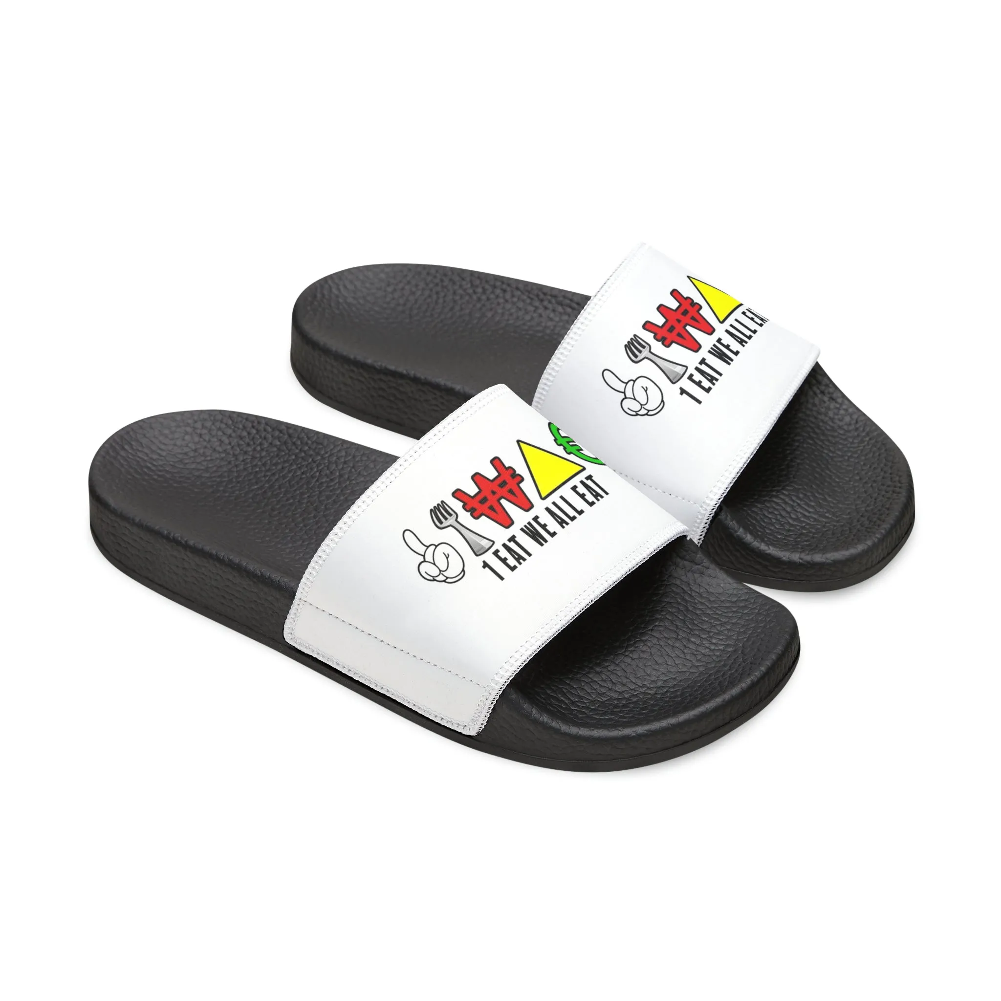 1 EAT WE ALL EAT PU Slide Sandals