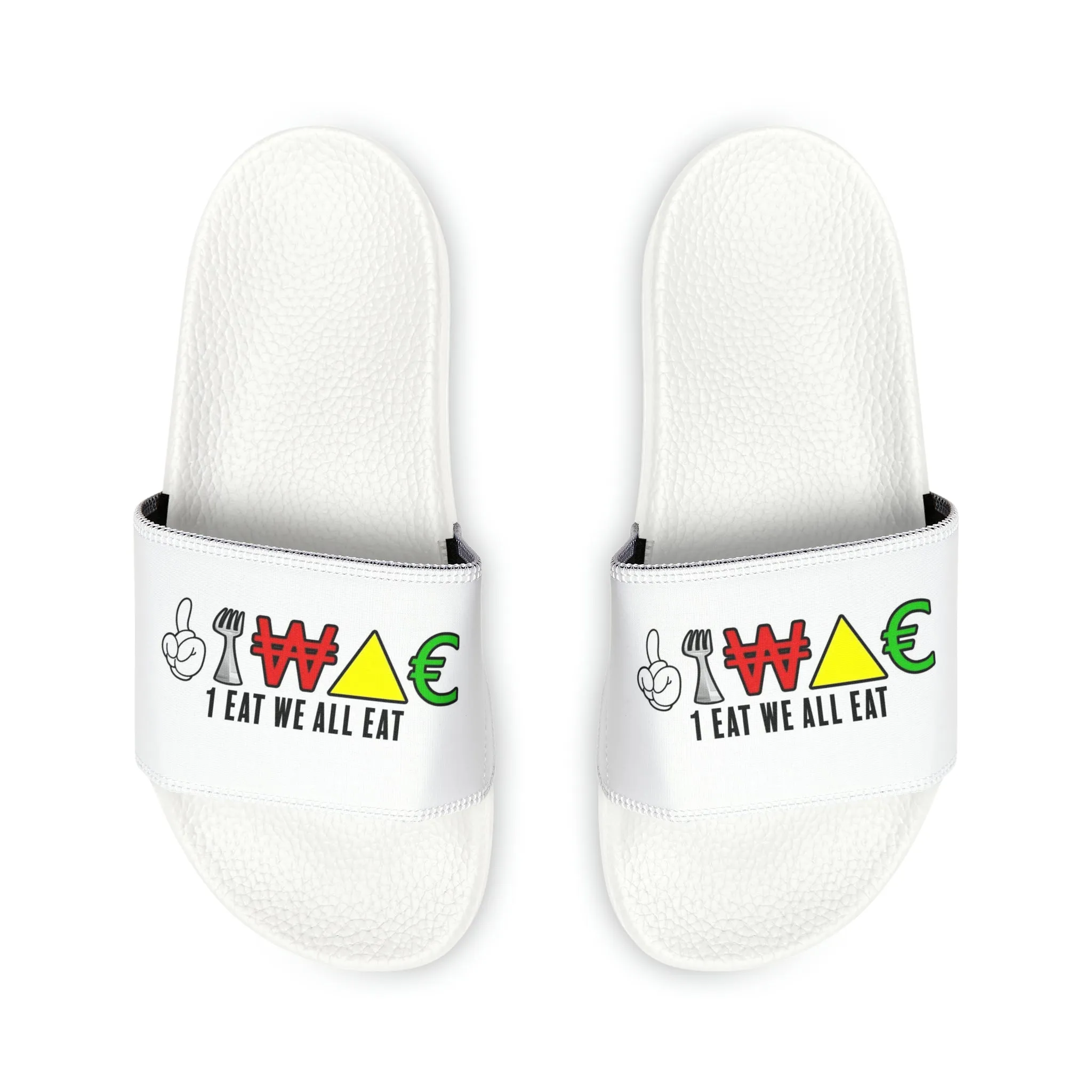 1 EAT WE ALL EAT PU Slide Sandals