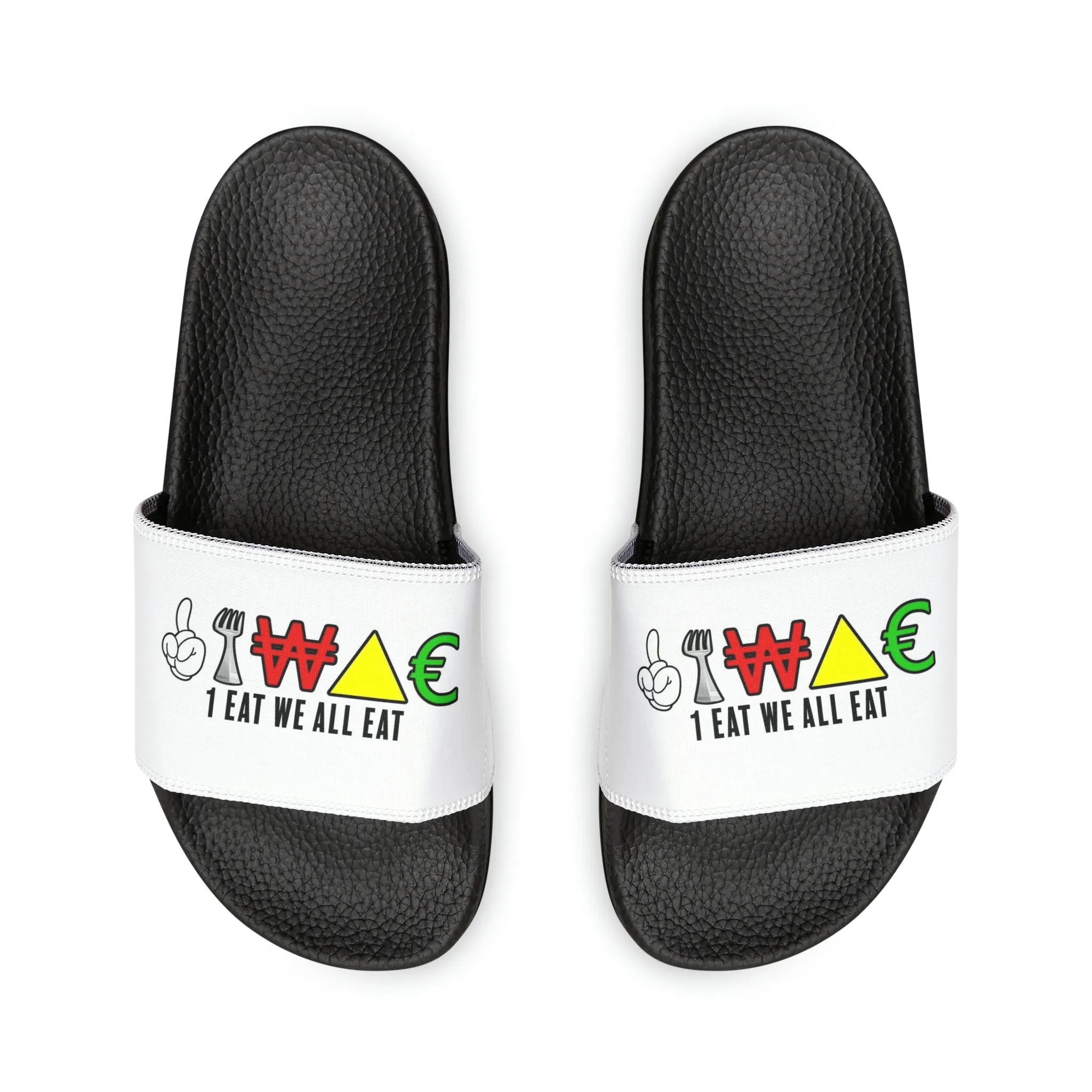 1 EAT WE ALL EAT PU Slide Sandals