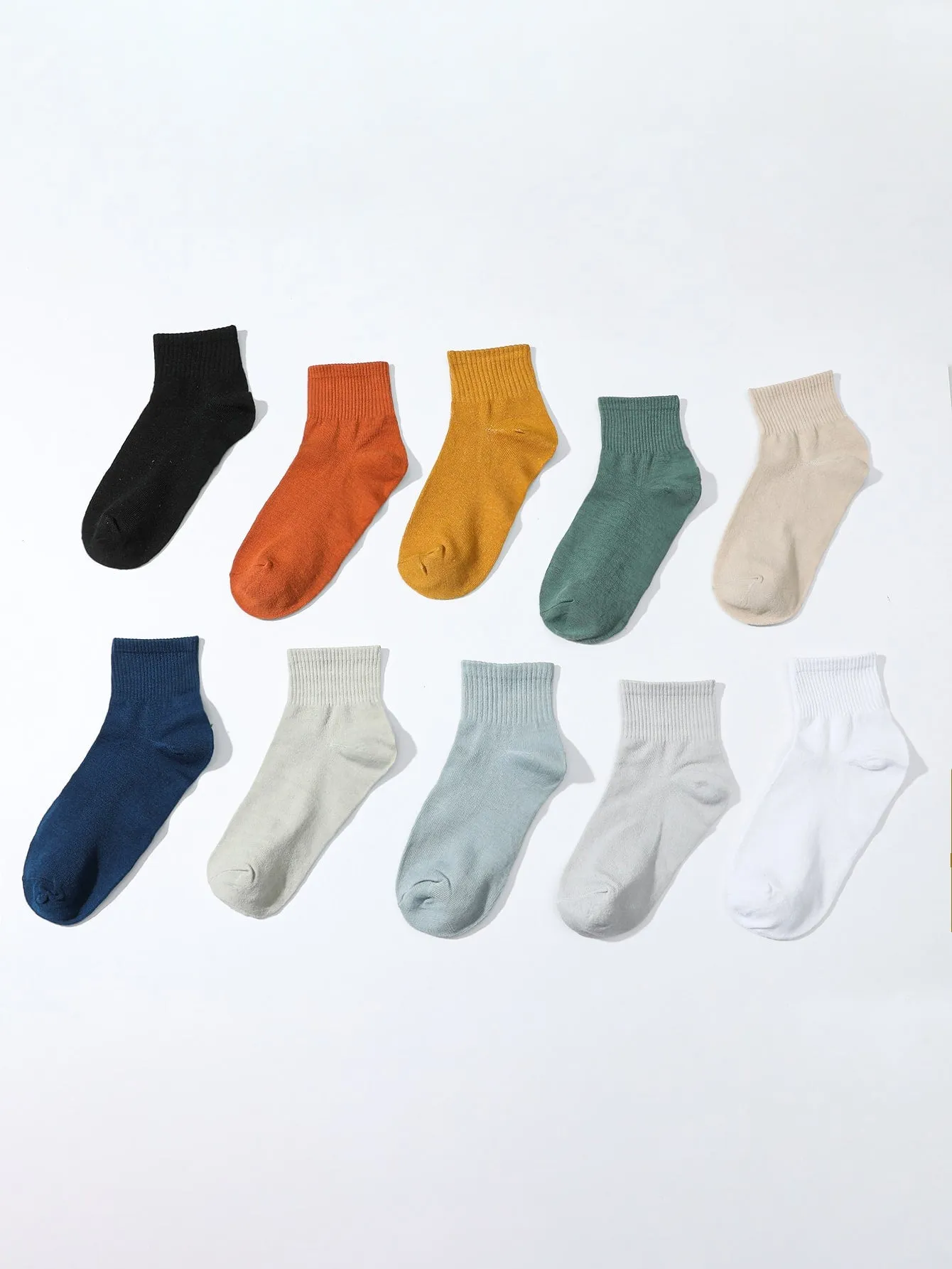 10pairs Men Solid Crew Socks