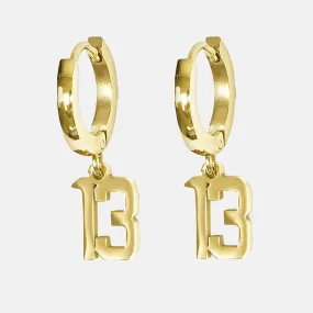 13 Number Earring - Gold Plated Stainless Steel