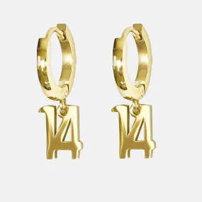 14 Number Earring - Gold Plated Stainless Steel