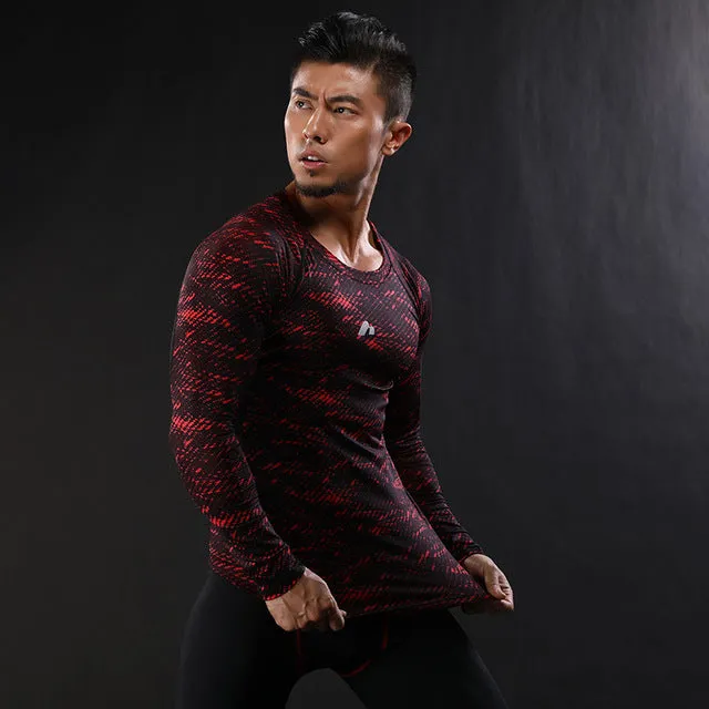 2017 Newest 3D Print Long Sleeve T Shirt Fitness Men Bodybuilding Crossfit NANSHA Brand Compression Shirts Clothing M-XXL