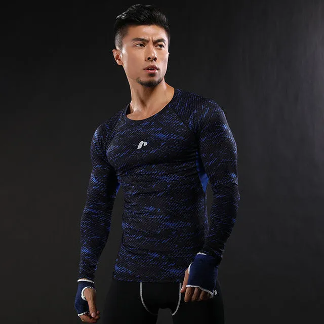 2017 Newest 3D Print Long Sleeve T Shirt Fitness Men Bodybuilding Crossfit NANSHA Brand Compression Shirts Clothing M-XXL