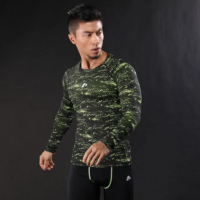 2017 Newest 3D Print Long Sleeve T Shirt Fitness Men Bodybuilding Crossfit NANSHA Brand Compression Shirts Clothing M-XXL