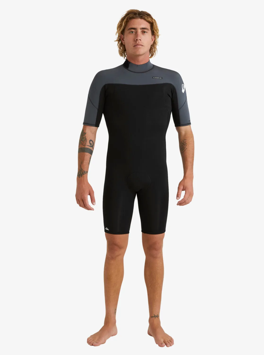 2/2mm Everyday Sessions Short Sleeve Back Zip Springsuit - Black/Gun Metal