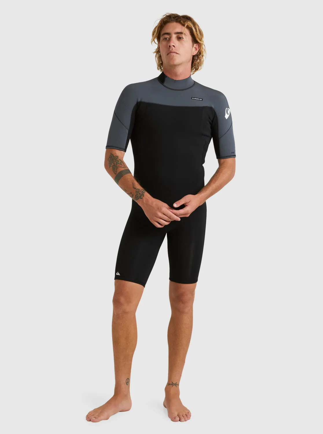 2/2mm Everyday Sessions Short Sleeve Back Zip Springsuit - Black/Gun Metal