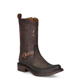 2T2KCT - Cuadra brown vintage fashion cowboy bull neck mid boots for men