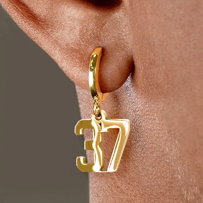 37 Number Earring - Gold Plated Stainless Steel