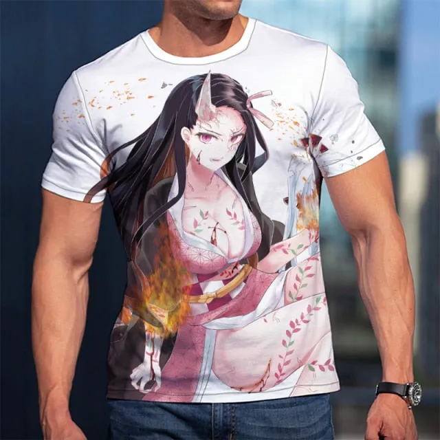 3D T-Shirt Demon Slayer Nezuko Clothing Men Women Children Short Sleeve Cool Tees Fashion Casual Summer Boy Girl Kids Streetwear