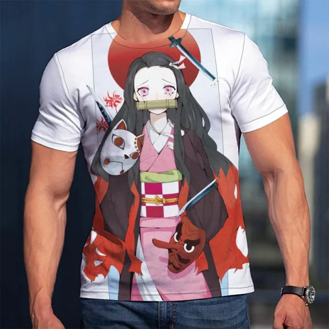 3D T-Shirt Demon Slayer Nezuko Clothing Men Women Children Short Sleeve Cool Tees Fashion Casual Summer Boy Girl Kids Streetwear