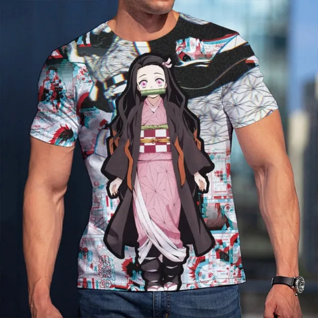 3D T-Shirt Demon Slayer Nezuko Clothing Men Women Children Short Sleeve Cool Tees Fashion Casual Summer Boy Girl Kids Streetwear