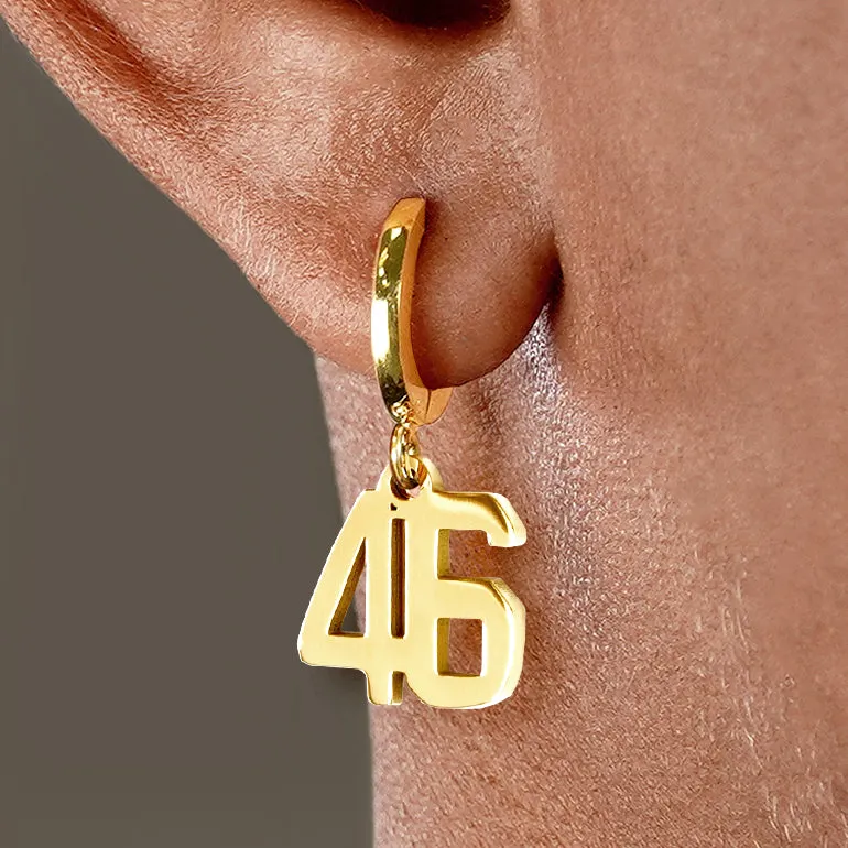 46 Number Earring - Gold Plated Stainless Steel