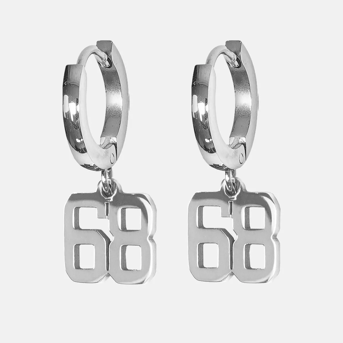 68 Number Earring - Stainless Steel