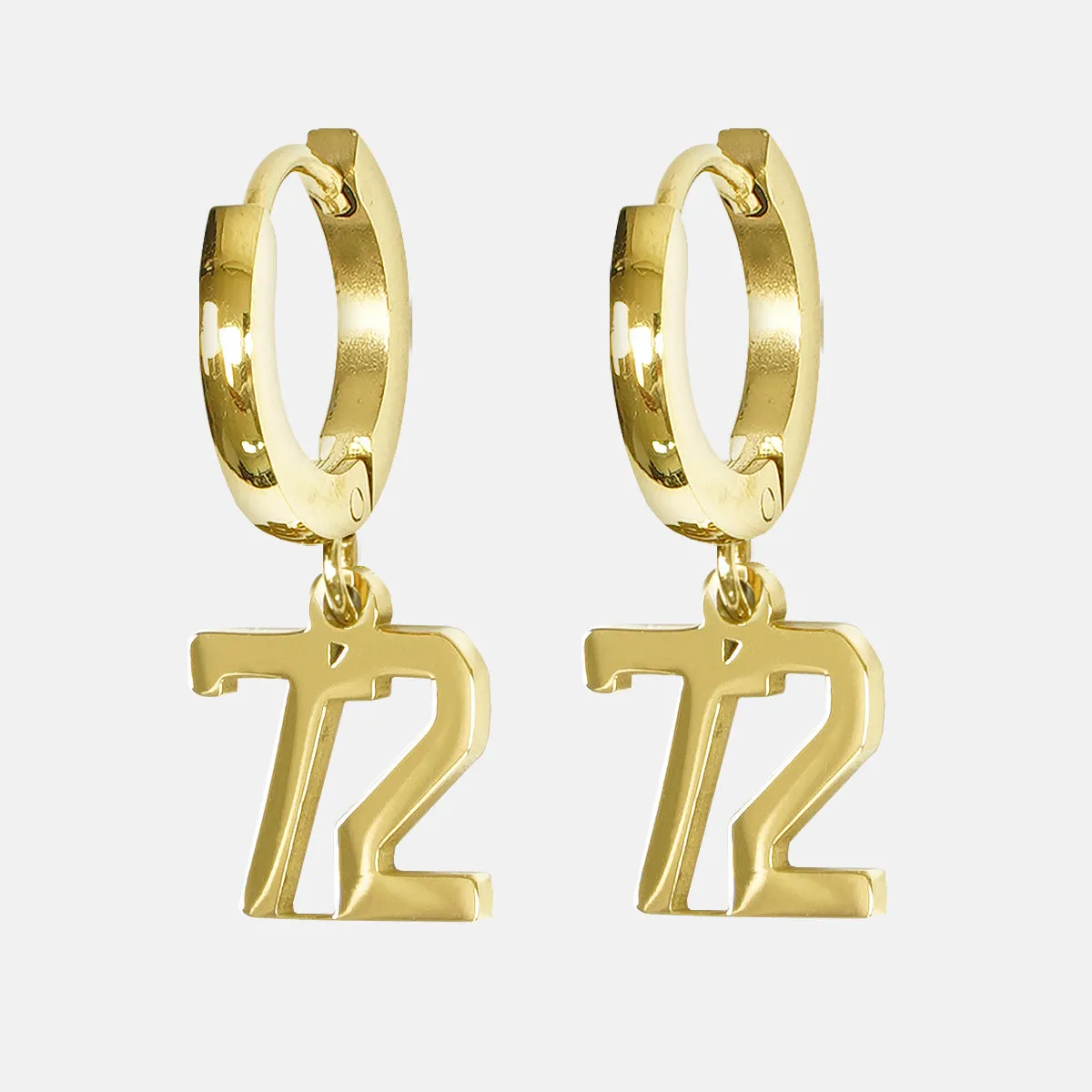 72 Number Earring - Gold Plated Stainless Steel