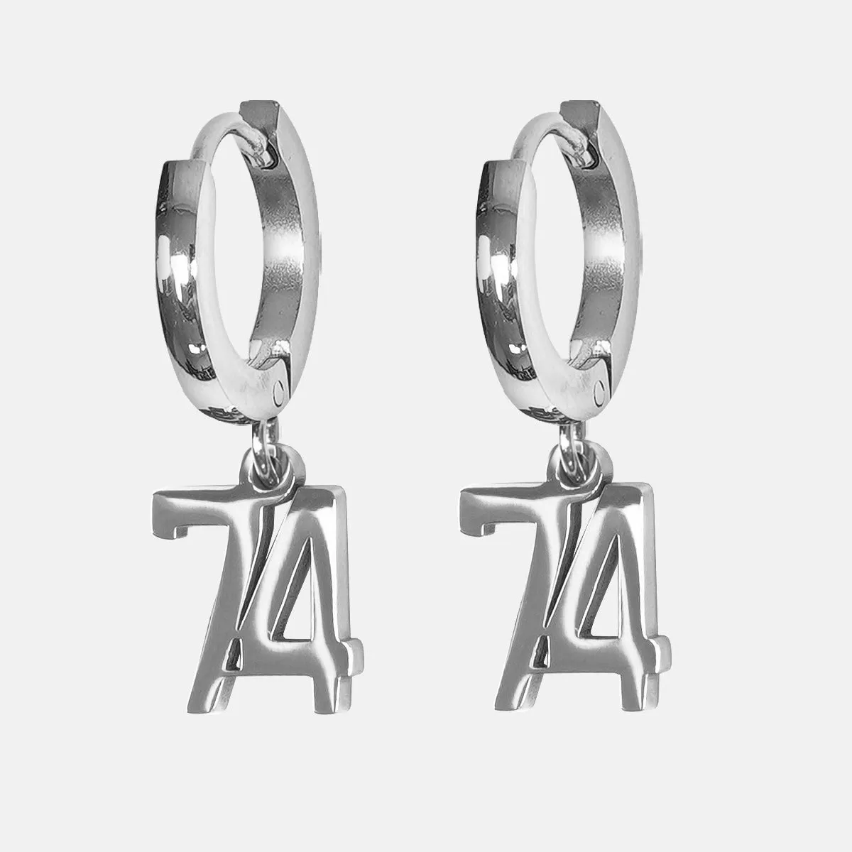 74 Number Earring - Stainless Steel