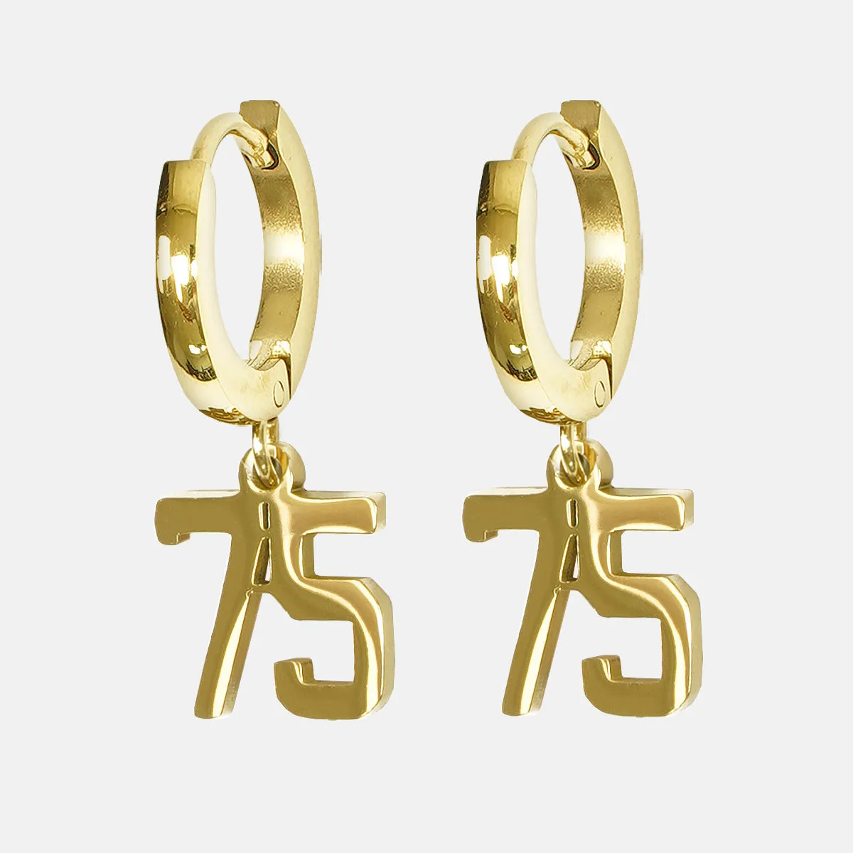 75 Number Earring - Gold Plated Stainless Steel