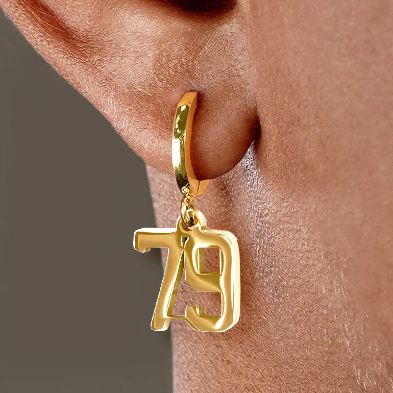 79 Number Earring - Gold Plated Stainless Steel