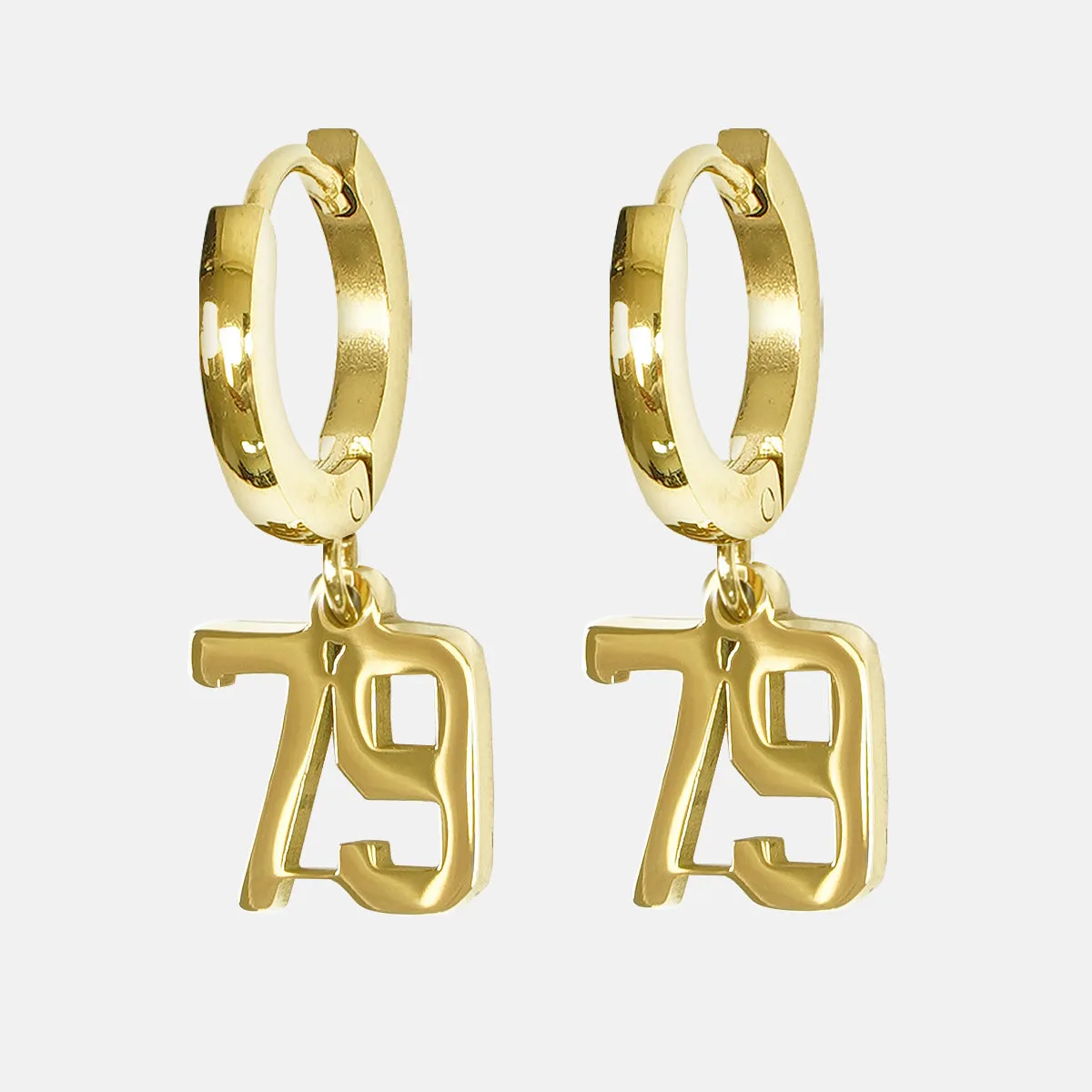 79 Number Earring - Gold Plated Stainless Steel