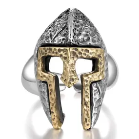 925 Sterling Silver Cool Warcraft Soldier Mask Punk Fashion Men's Ring