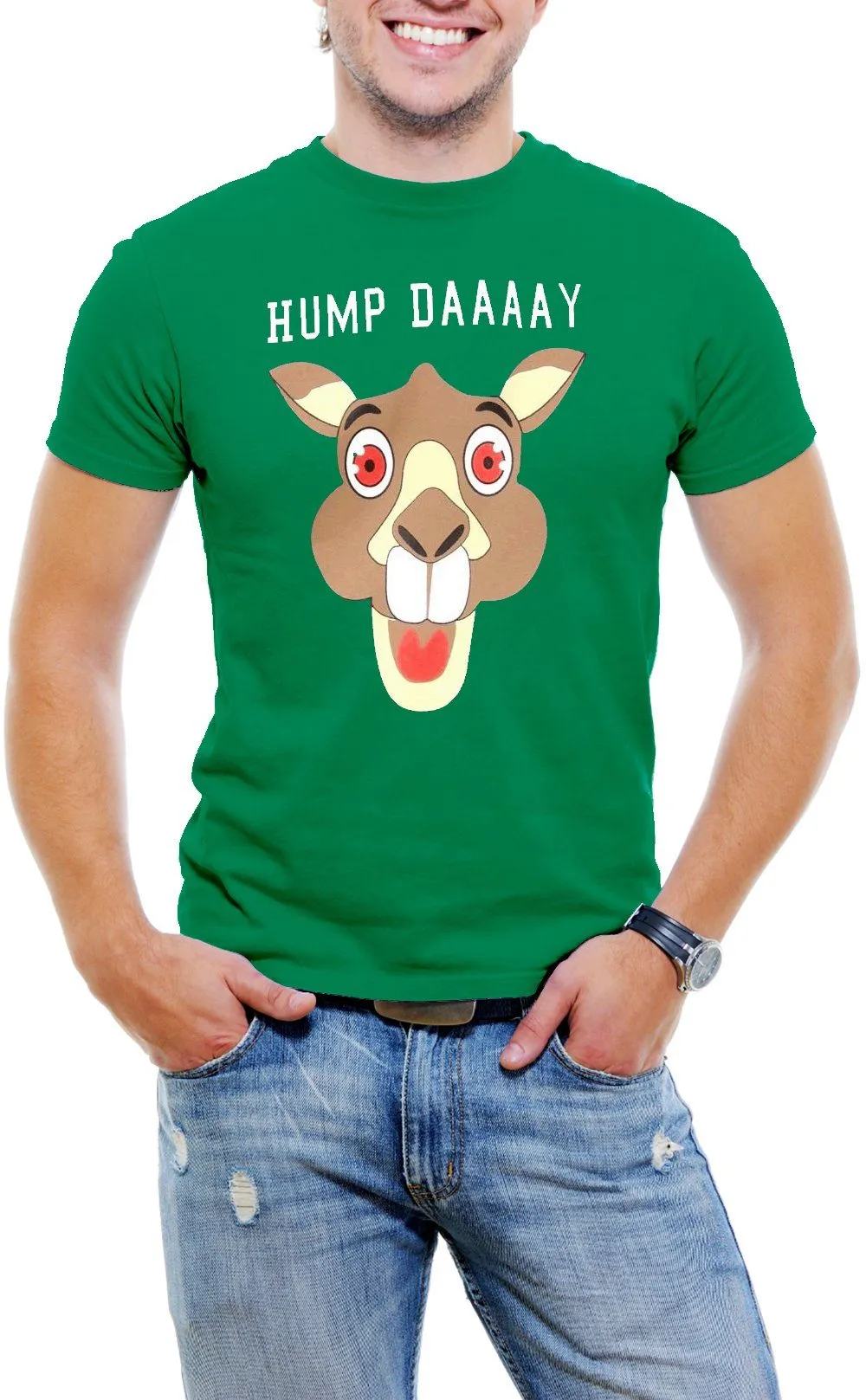 AFONiE Hump Day! Camel Face Men T-Shirt Soft Cotton Short Sleeve Tee