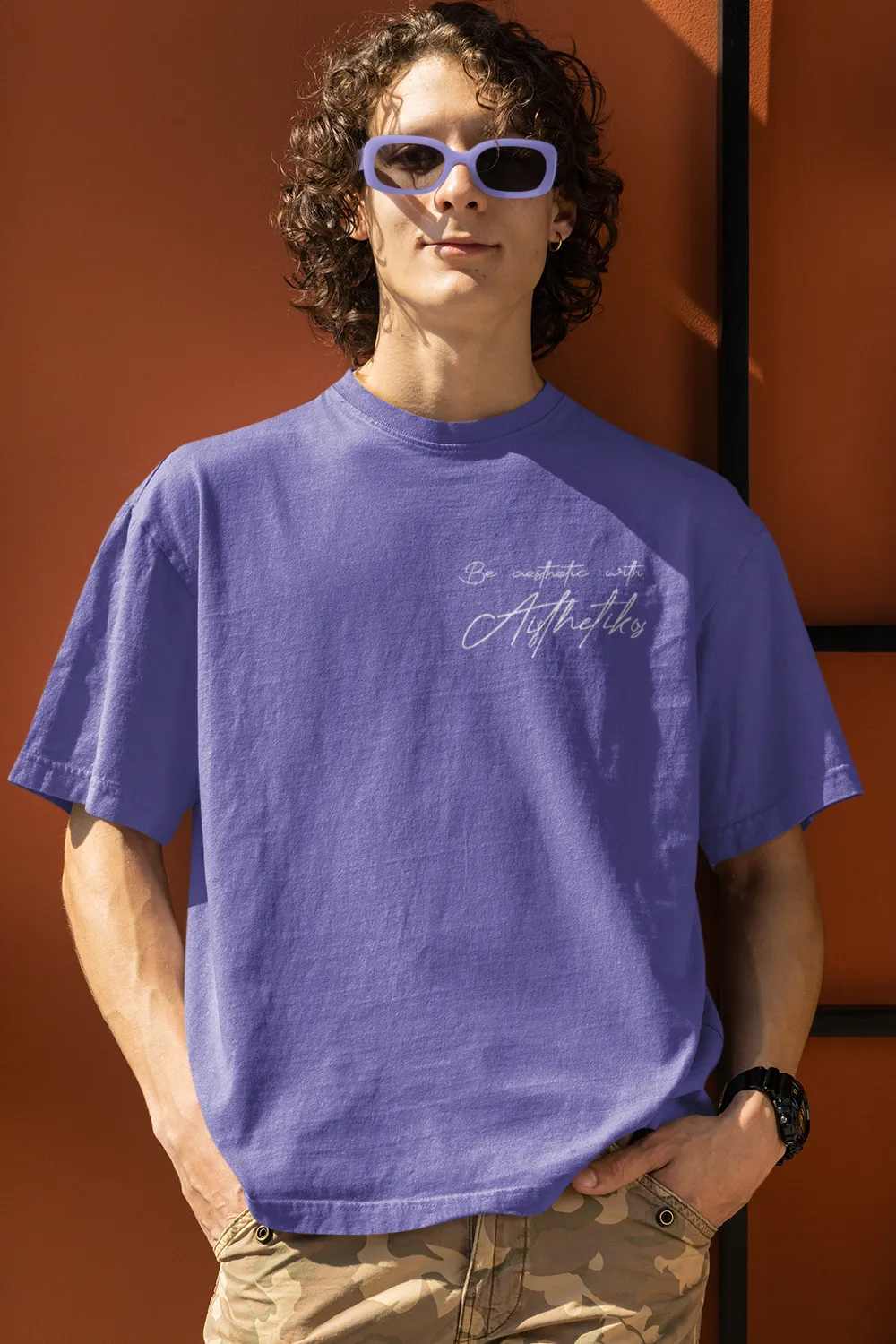 Aisthetikos Mens Oversized Tshirt (Purple)