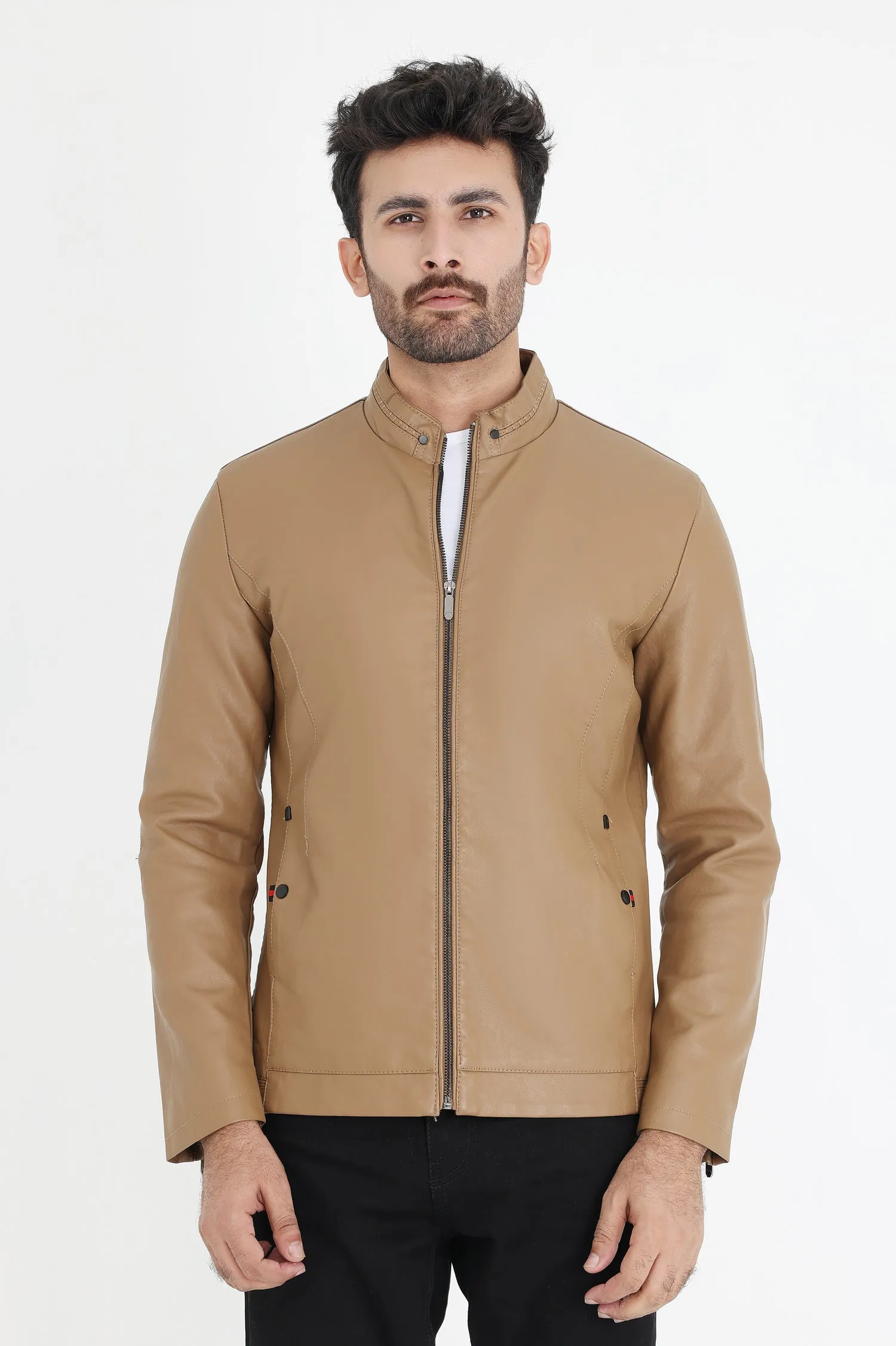 ALMAS LEATHER JACKET-KHAKI