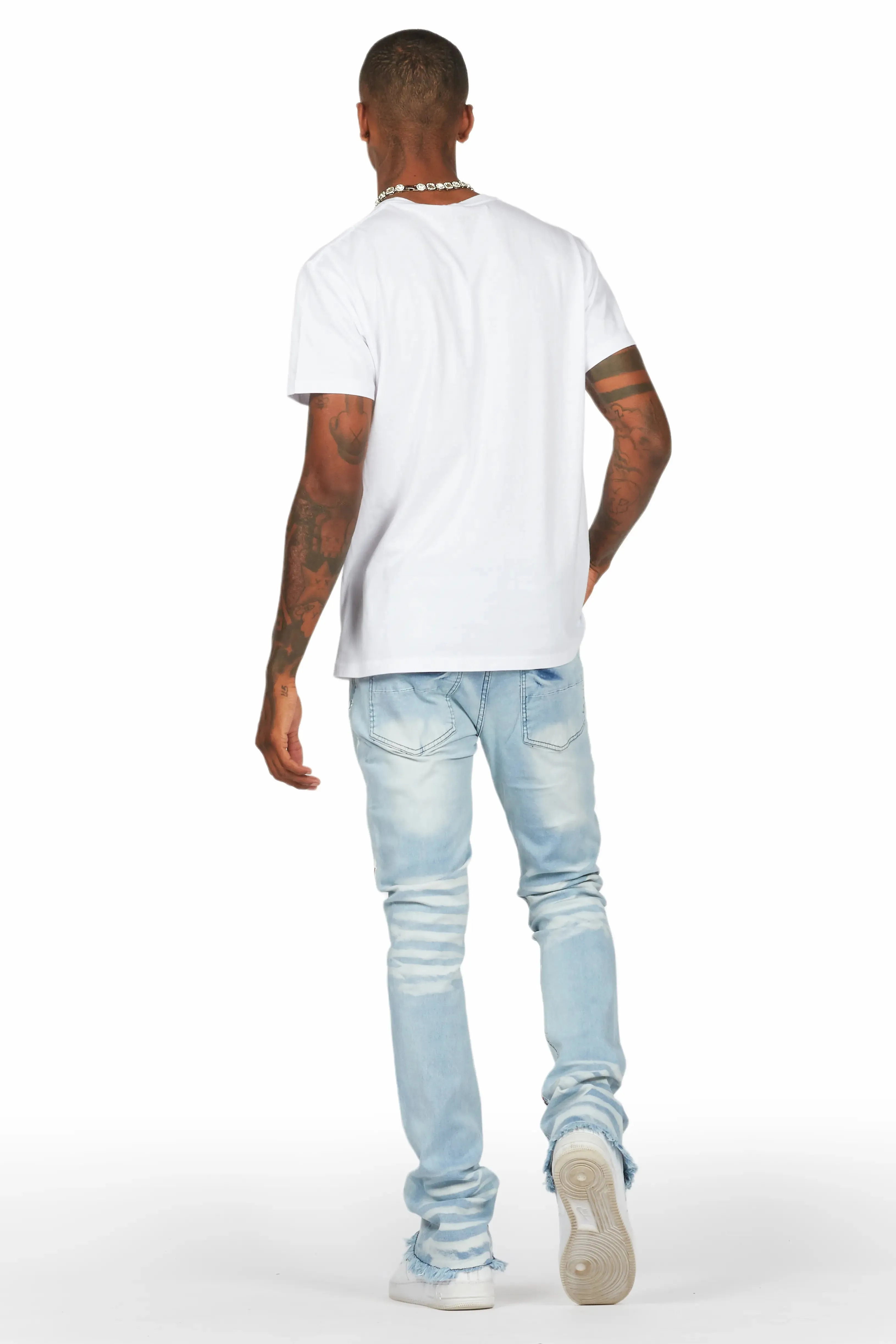 Alvar Blue Painter Stacked Flare Jean