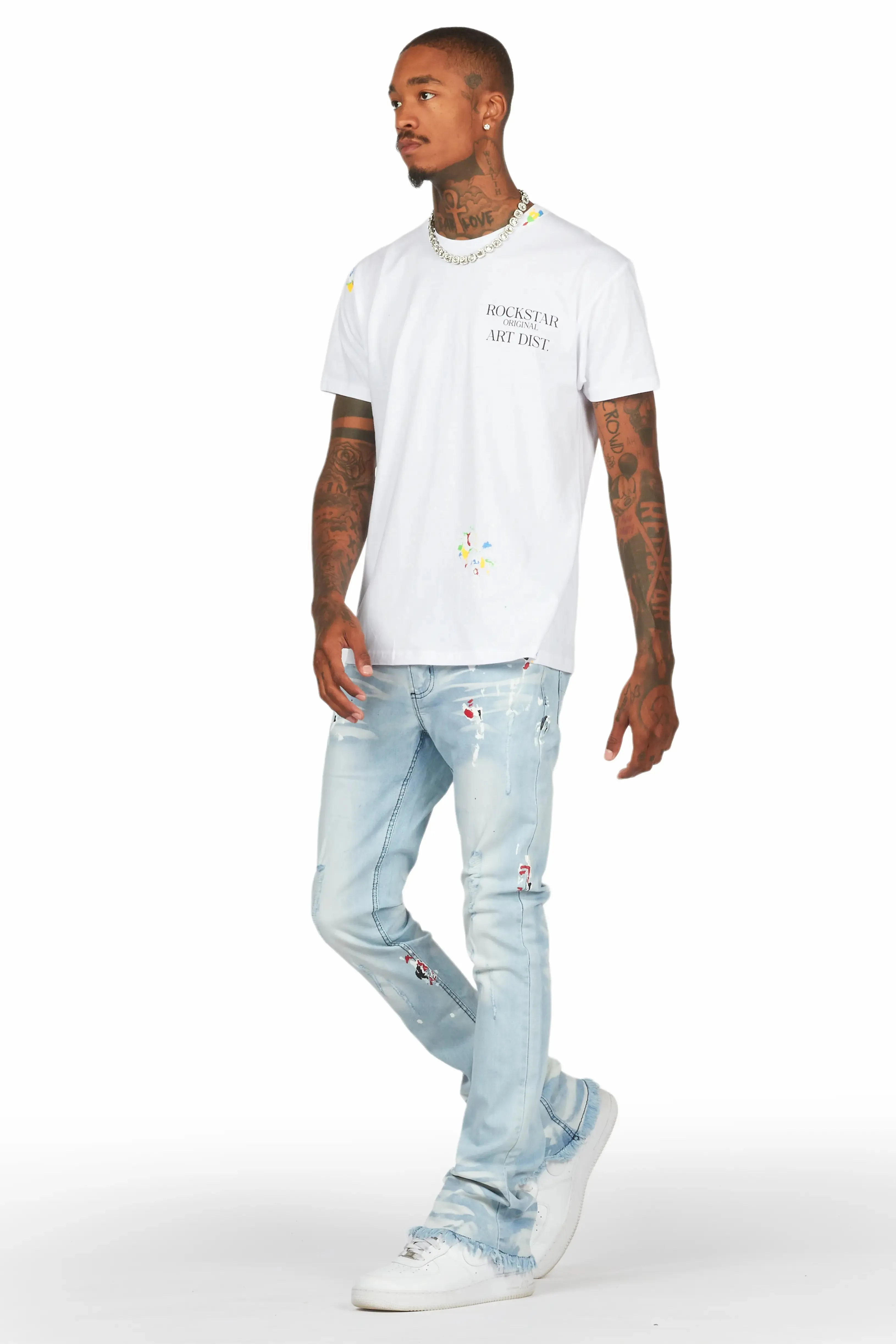 Alvar Blue Painter Stacked Flare Jean