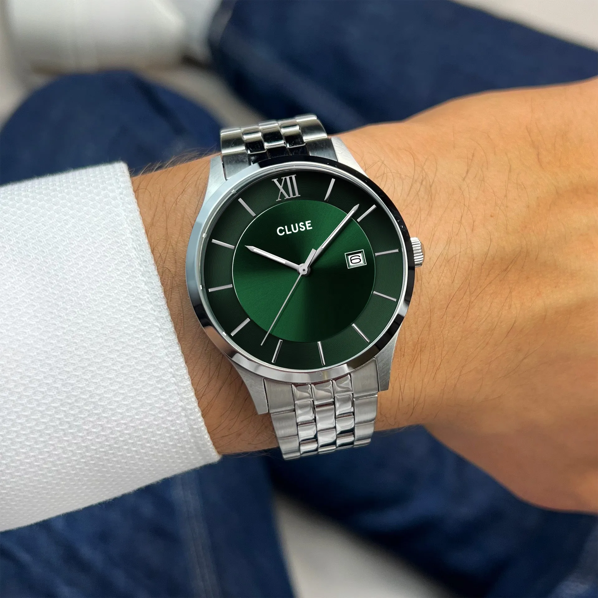 Aravis 3-Hand Watch, Green, Silver Colour