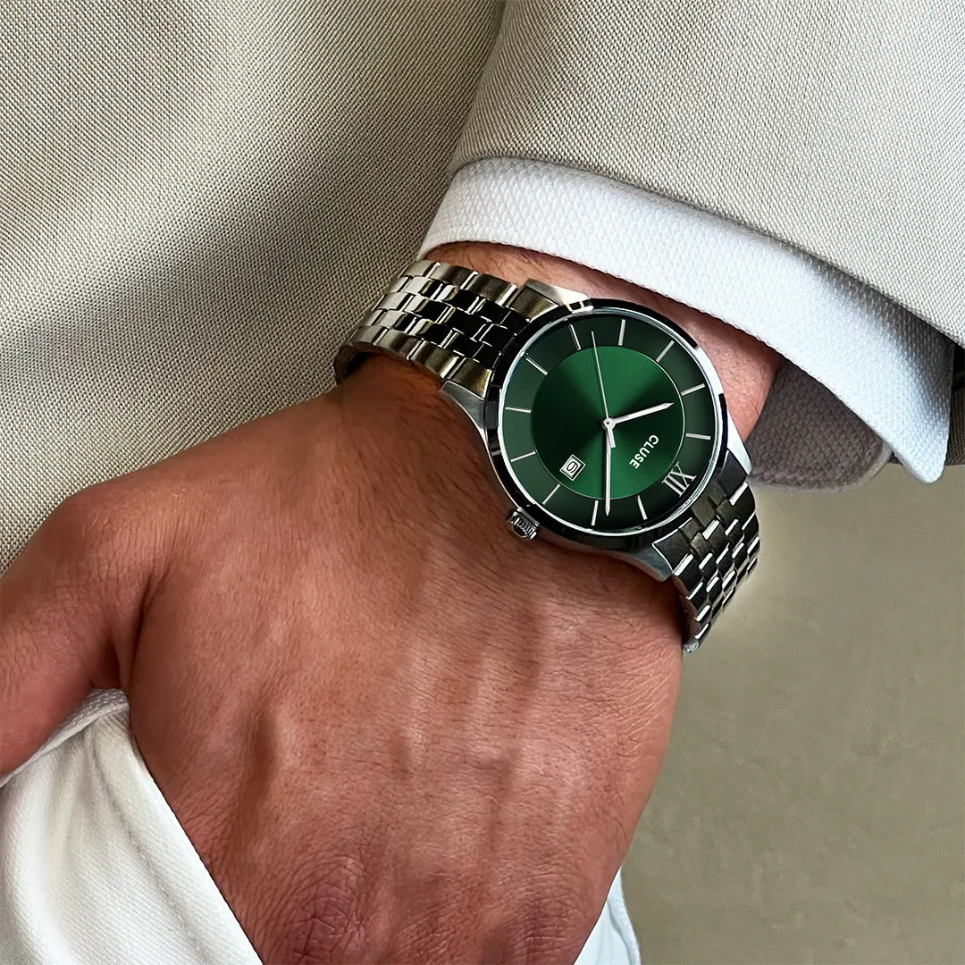 Aravis 3-Hand Watch, Green, Silver Colour