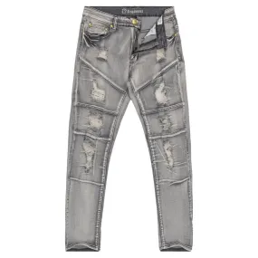 Argonaut Nations Men  Skinny Fit Denim Ripped Jeans (Grey)