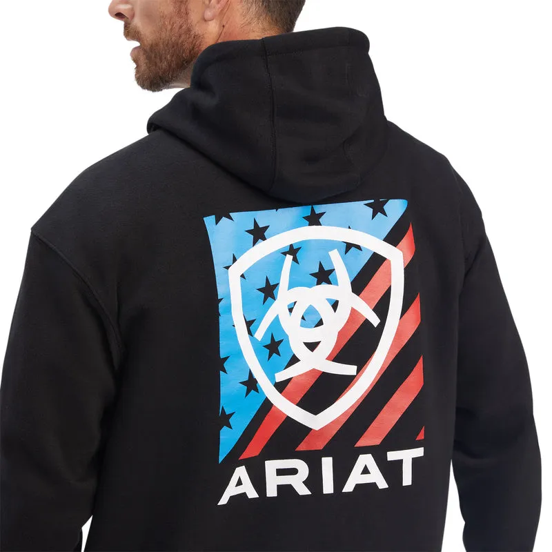 'Ariat' Men's Americana Block Hoodie - Black