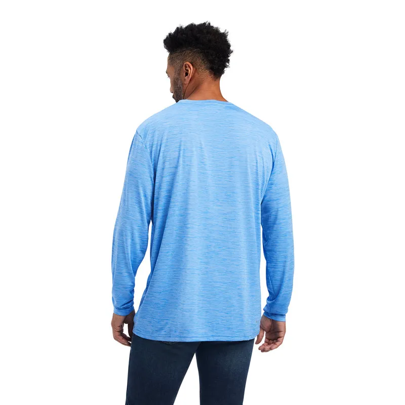 'Ariat' Men's Charger Logo Long Sleeve Tee - Aegean Blue