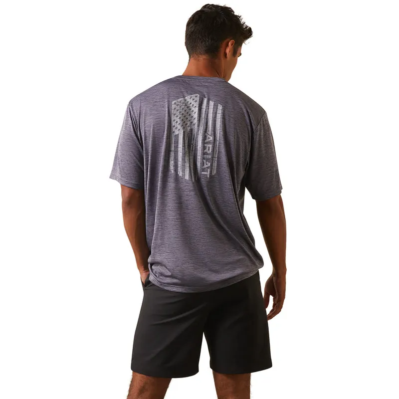 'Ariat' Men's Charger Vertical Flag Tee - Graystone