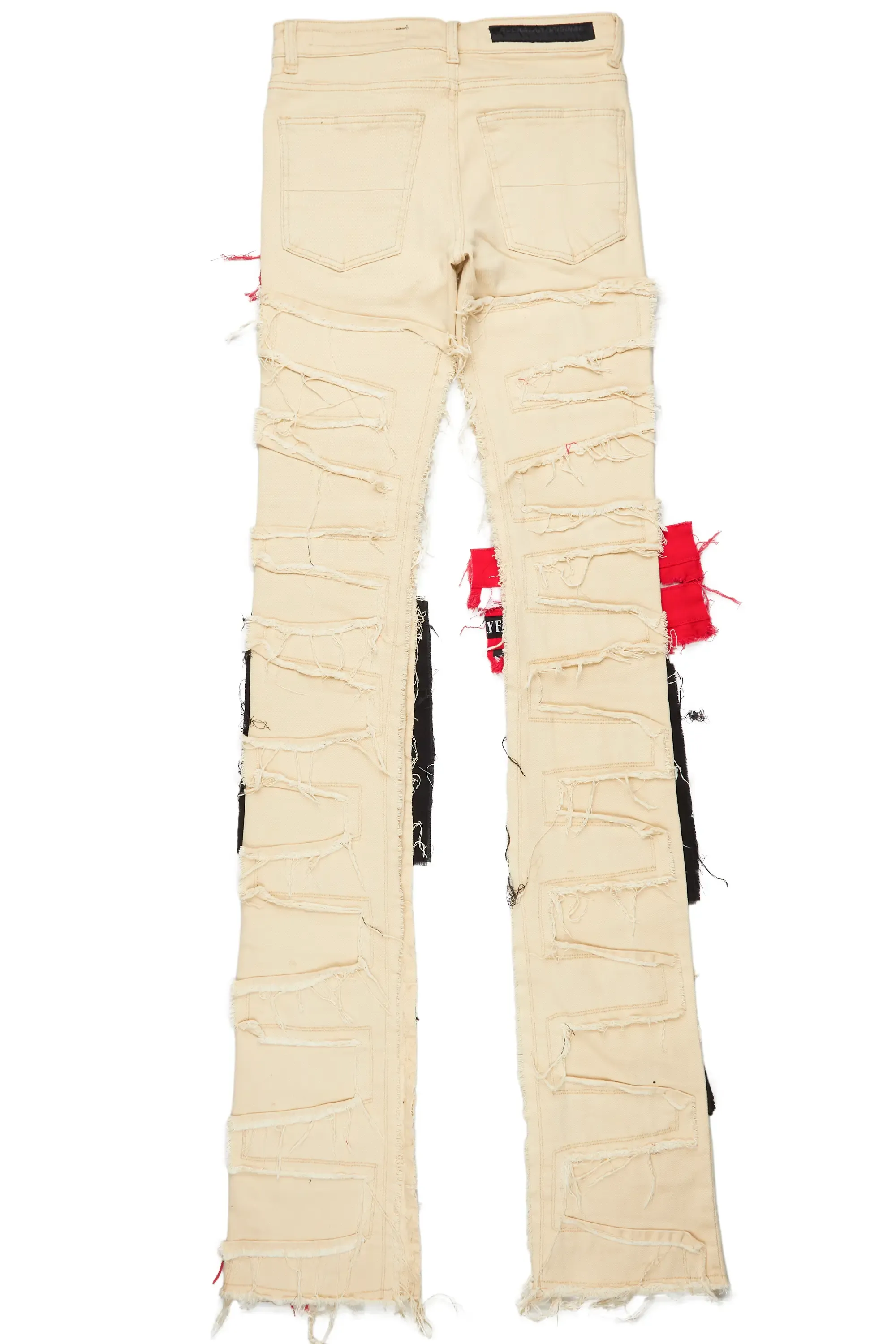 Arlo Beige Patchwork Super Stacked Jean