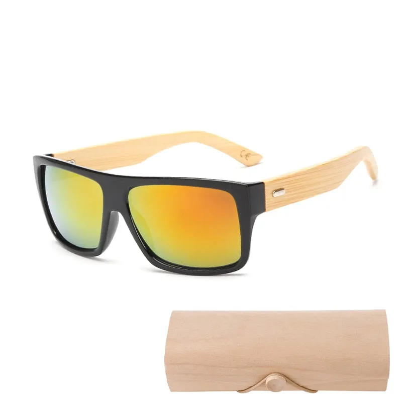 Bamboo Sunglasses Men Women Mirrored UV400 Sun Glasses