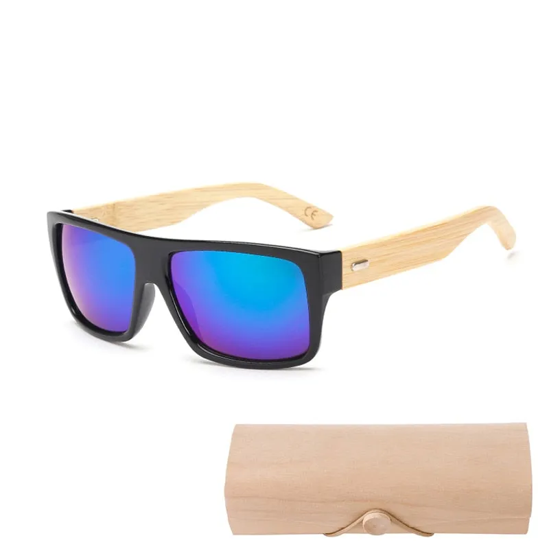 Bamboo Sunglasses Men Women Mirrored UV400 Sun Glasses