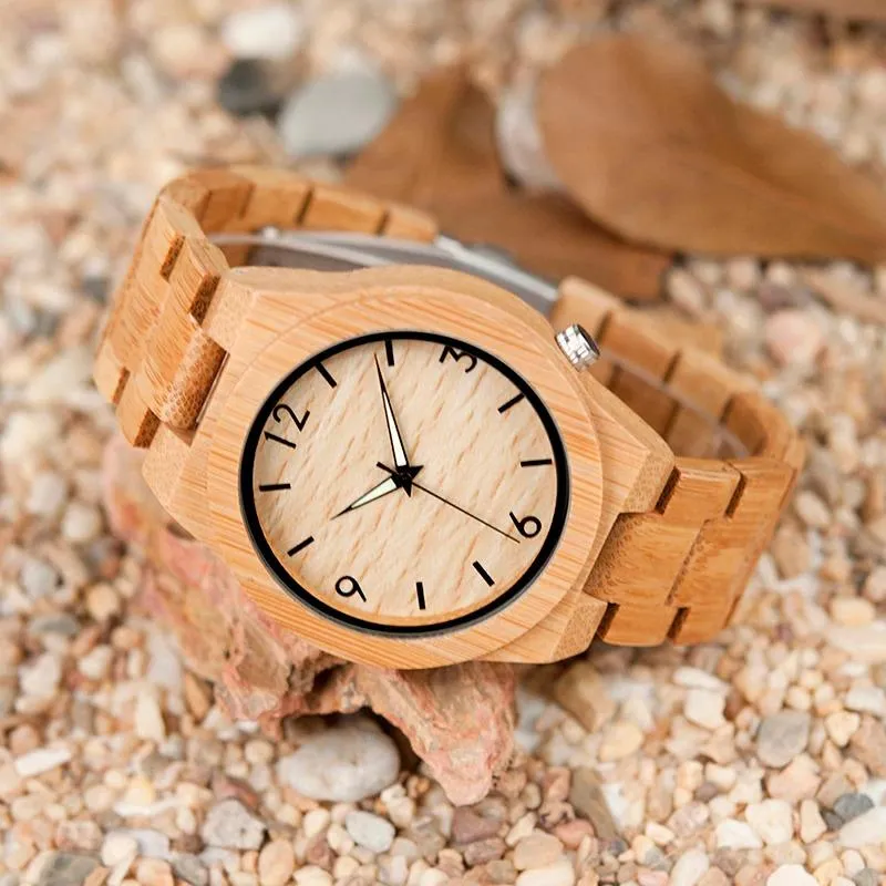 Bamboo Wooden Luxury QuartzWatch for Men with Unique Lug Design