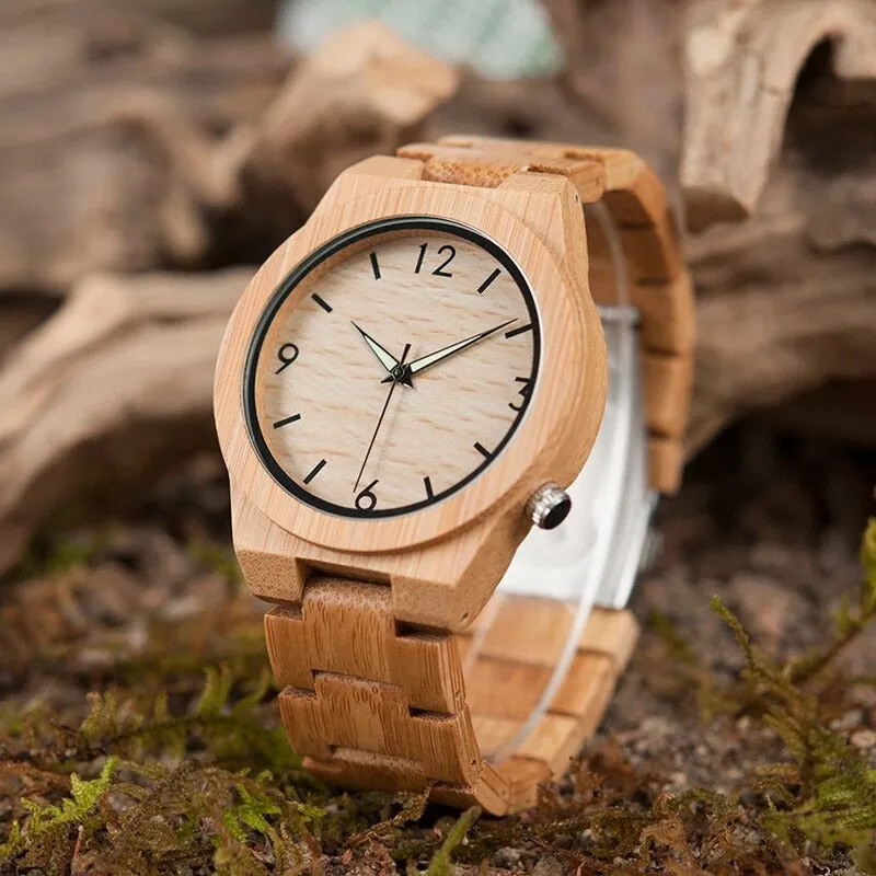 Bamboo Wooden Luxury QuartzWatch for Men with Unique Lug Design