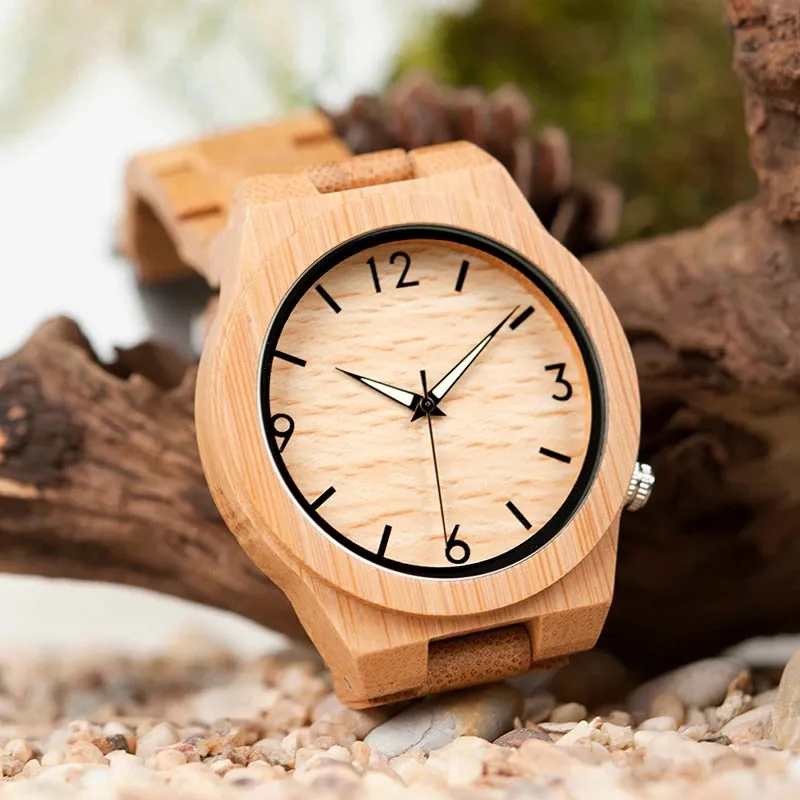 Bamboo Wooden Luxury QuartzWatch for Men with Unique Lug Design