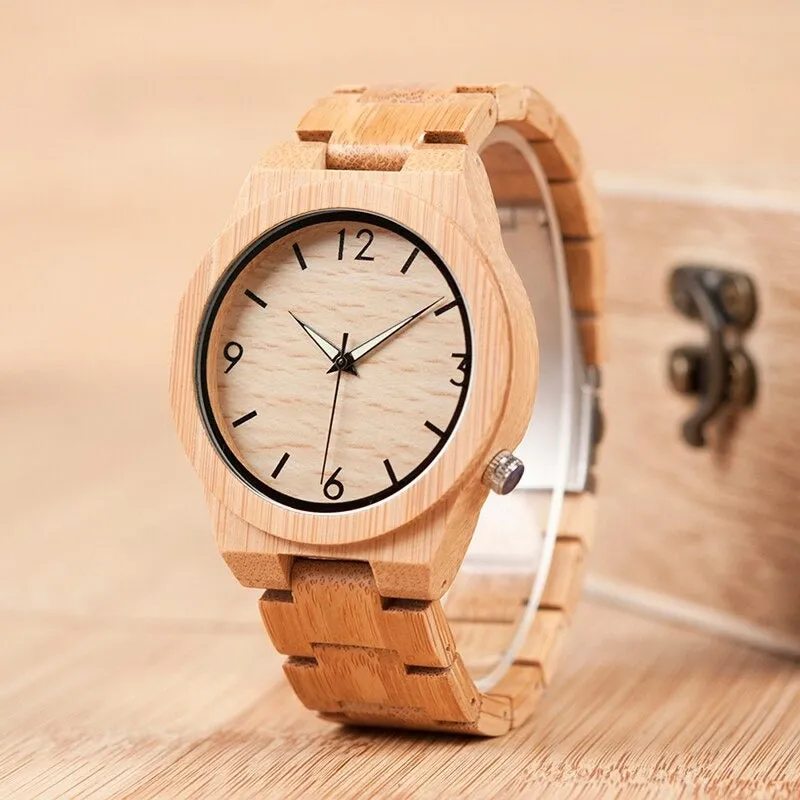 Bamboo Wooden Luxury QuartzWatch for Men with Unique Lug Design