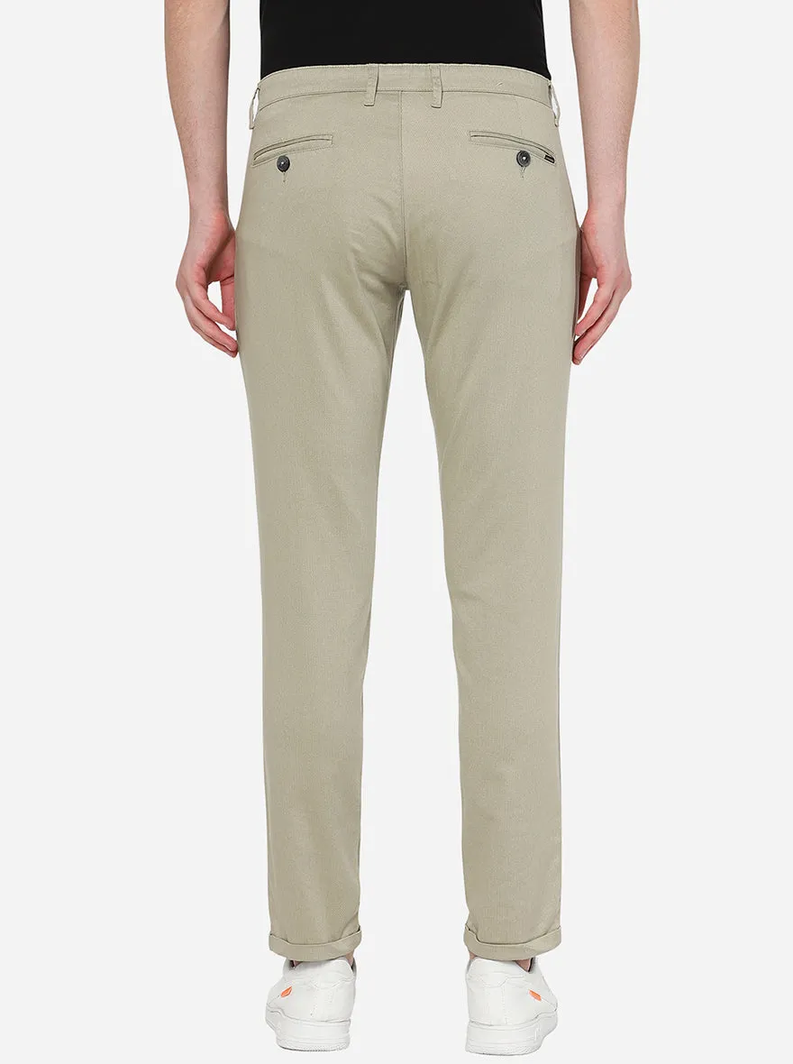 Beige Solid Neo Fit Casual Trouser | Greenfibre