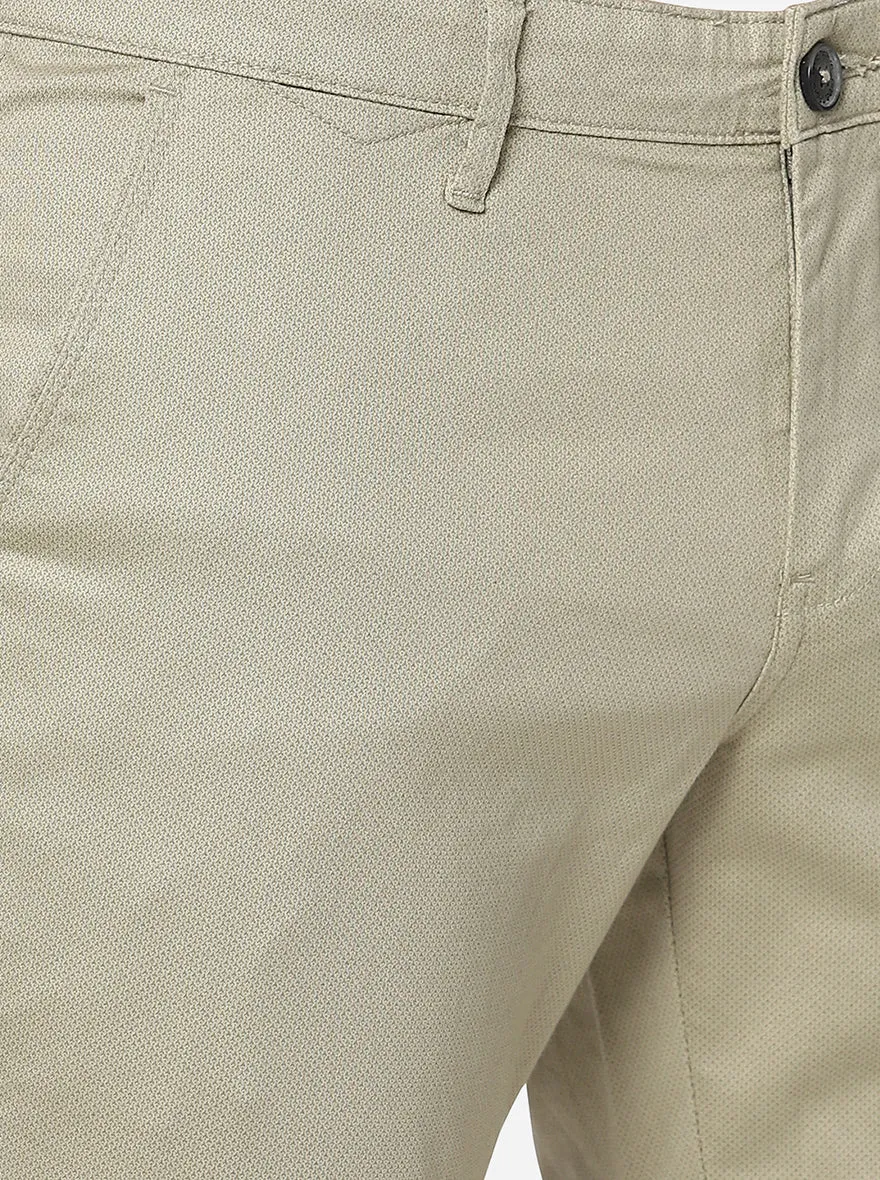 Beige Solid Neo Fit Casual Trouser | Greenfibre