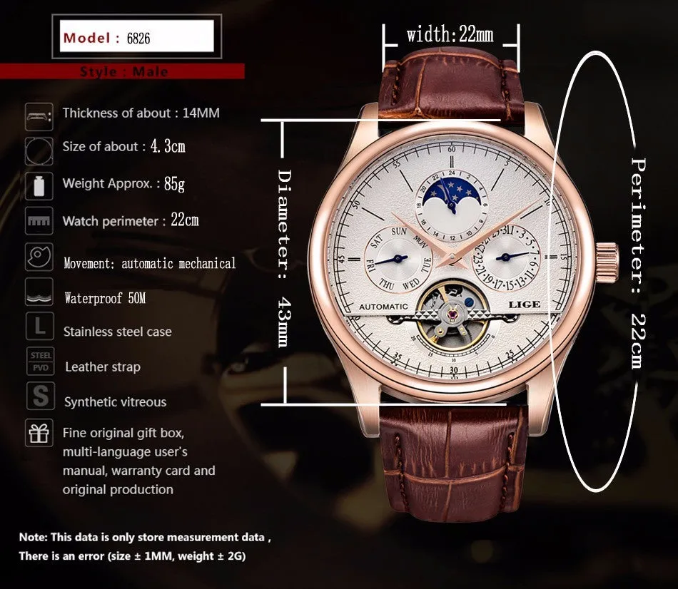 Brand Men watches Automatic mechanical watch