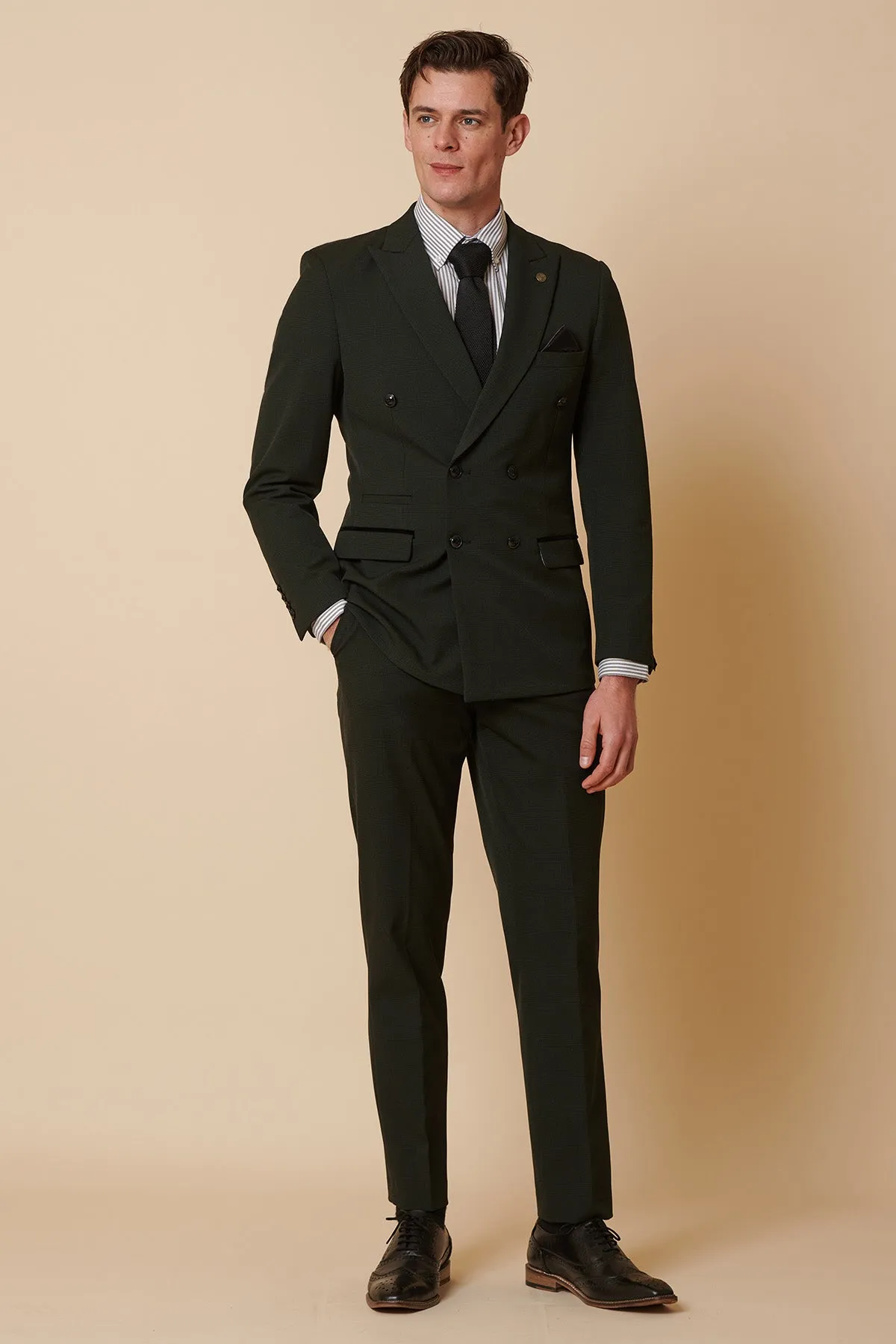 BROMLEY - Olive Green Double Breasted Two Piece Suit