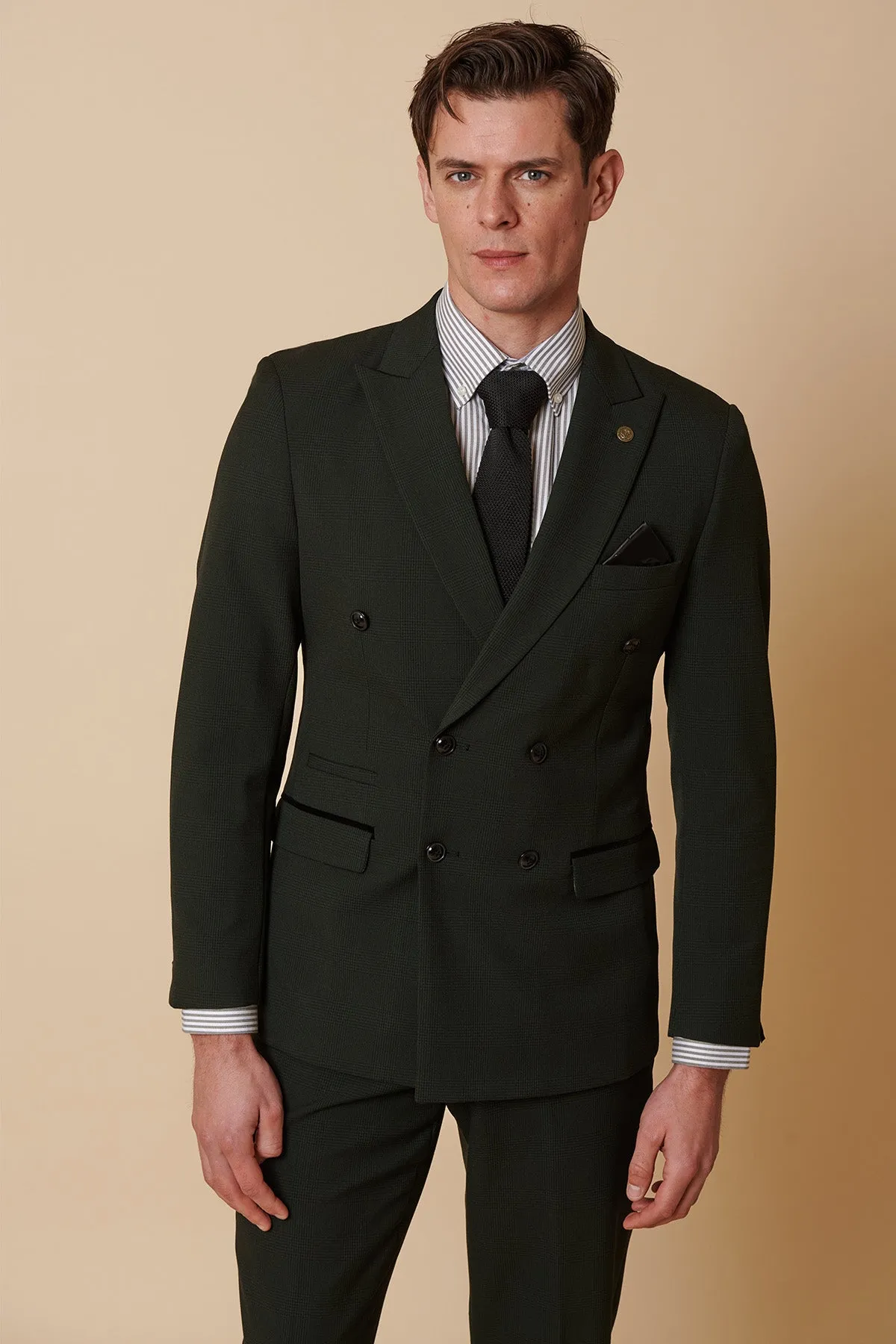 BROMLEY - Olive Green Double Breasted Two Piece Suit