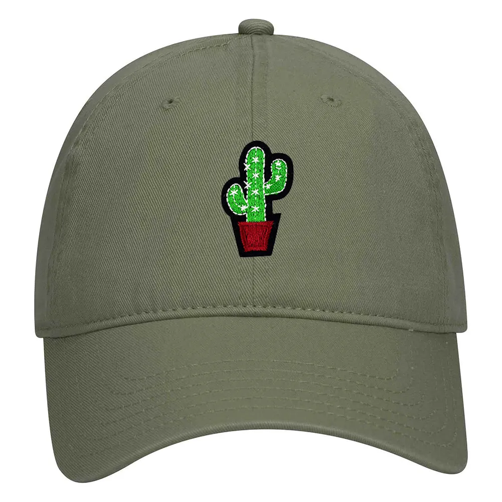 Cactus Embroidered Patch Pastel Tone Garment Washed Superior Cotton Twill Dad Hat - For Women and Men