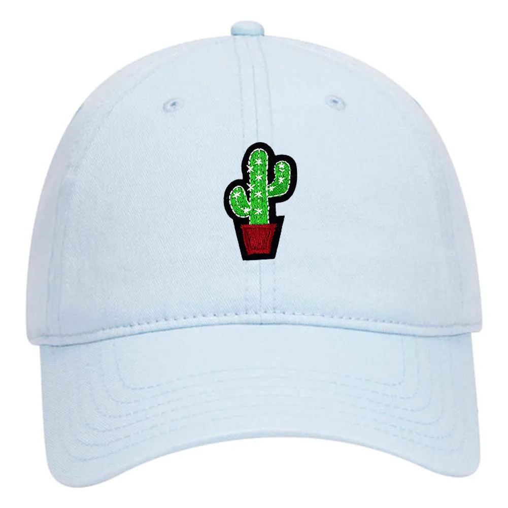 Cactus Embroidered Patch Pastel Tone Garment Washed Superior Cotton Twill Dad Hat - For Women and Men