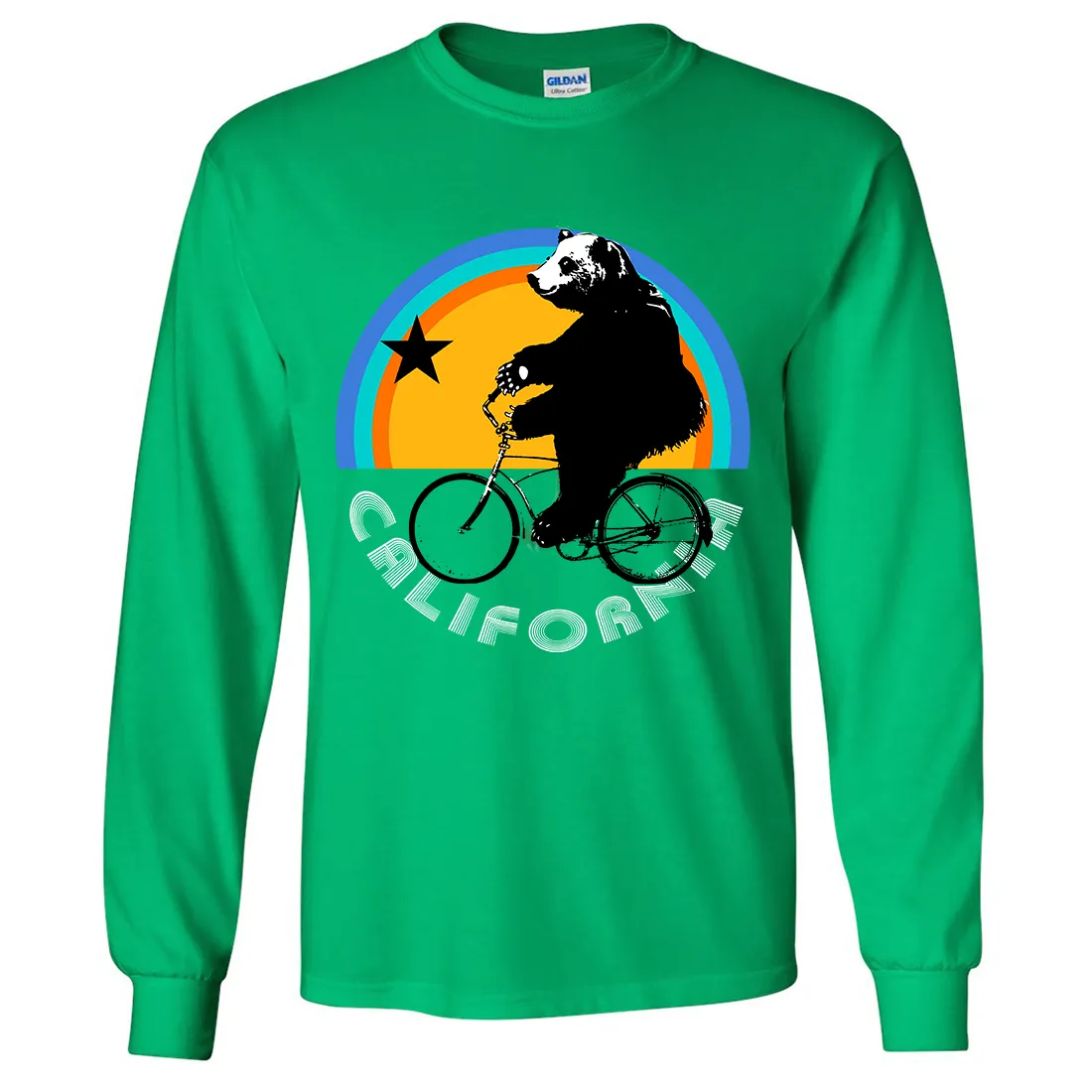 California Bear On Bike Long Sleeve Shirt